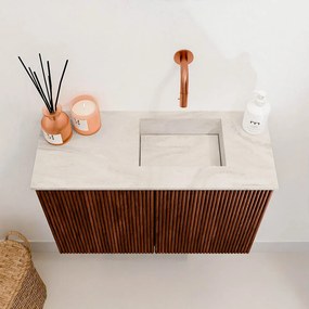 Mondiaz Joya DLux 60cm toiletmeubel ruby met wastafel faye rechts zonder kraangat ostra