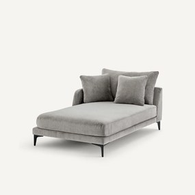 Longchair in stone-kleurig fluweel, MODERNISTE, ontwerp van Emmanuel Gallina
