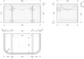 Lambini Designs Eleganza rond badmeubel 80cm acacia met ribbelfront en wastafel met kraangat