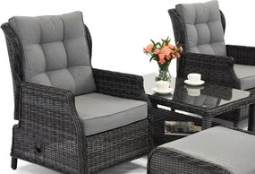 Malaga Terrace antraciet technorattan set met Garden Point poefs