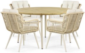 Tuinset 4 personen 130 cm Aluminium/wicker Taupe Coco Custa/Montana