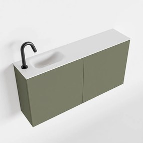 Zaro Polly toiletmeubel 100cm army met witte wastafel met kraangat links