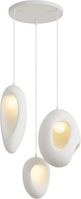 Japandi hanglamp wit met kap organisch 3-lichts - Moonstone