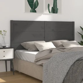 vidaXL Hoofdbord 186x4x100 cm massief grenenhout grijs