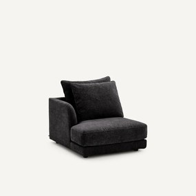 Halve bank links, afgerond, modulair, van chenillefluweel, TIBERIO
