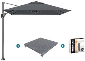 Platinum Voyager zweefparasol T1 2.5x2.5 m. - Antraciet met voet en hoes