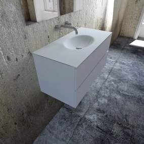 Zaro Sevilla Solid Surface badmeubel 100cm mat wit zonder kraangat spoelbak midden