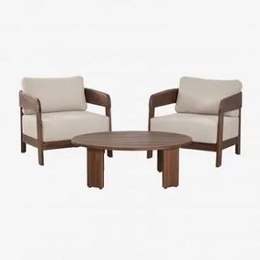 Uleno Tuinset Met 2 Fauteuils En Salontafel Van Acaciahout Donker Acaciabruin - Sklum