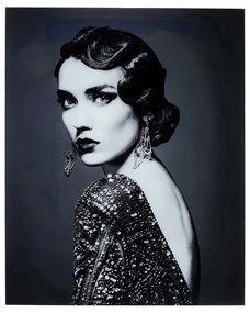 Kare Design Beauty Lady Glas Schilderij Zwart-wit Portret