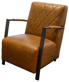 Industriële fauteuil Isabella | lederlook Missouri cognac 03 | 65 cm breed
