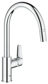 Grohe Start Edge Keukenkraan - 1-gats - hoge draaibare uittrekbare uitloop - voorsprong 21.5cm - gesloten greep - chroom 30550000