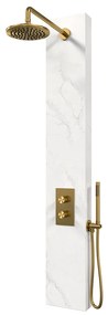 Brauer Gold Edition thermostatisch douchepaneel calacatta gold met 20cm hoofddouche en staafhanddouche messing geborsteld PVD