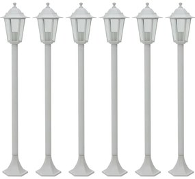 vidaXL Paalverlichting voor tuin E27 110 cm aluminium wit 6 st