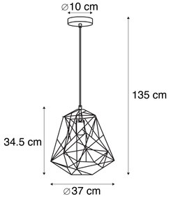 Industriële hanglamp zwart - Framework Basic Modern Minimalistisch E27 Draadlamp rond Binnenverlichting Lamp