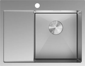 Mexen Exar stalen spoelbak met 1 bak en afdruiprek, rechts 620 x 480 mm, inox - 6432621005P-01