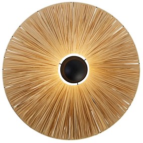 Landelijke wandlamp zwart met touw 60 cm - Leia