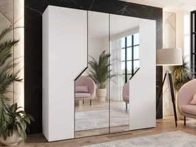 Kledingkast Hartford 598, Zwart, Wit, 202x200x52cm, 135.3 kg, Kledingkast deuren: Met scharnieren