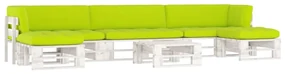 vidaXL 6-delige Loungeset pallet met kussens wit geïmpregneerd hout