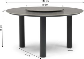 Dining Tuintafel rond 140 cm met lazy susan Grijs Trino