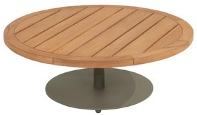 4 Seasons Outdoor Volta loungetafel olijfgroen met teak blad Ø 80 cm (H 30 cm) SALE Bijzettafel groen weerbestendig