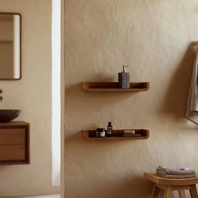 Kave Home Shamel Teak Hout Wandplanken Set Van 2 Walnoot Finish - 50x12x5cm.