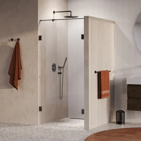 Brauer Void Carving profielloze nisdeur 100cm met draaideur 60cm aan muur gunmetal geborsteld PVD