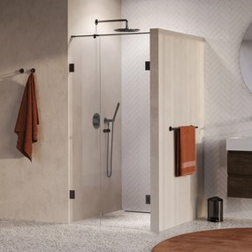 Brauer Void Carving profielloze nisdeur 100cm met draaideur 60cm aan muur gunmetal geborsteld PVD
