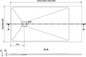 Mexen Bert rechthoekige SMC douchebak 160 x 70 cm, wit - 4K107016
