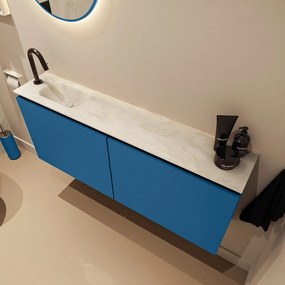 Mondiaz Ture DLux toiletmeubel 120cm jeans met wastafel ostra links met kraangat