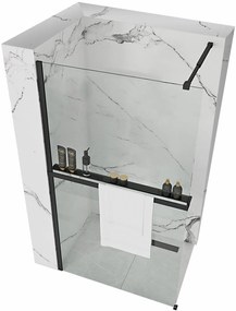 Rea Aero Black Mat 80 douchewand met plank en EVO hanger