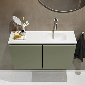 Mondiaz Ture 80cm toiletmeubel army met wastafel talc rechts geen kraangat