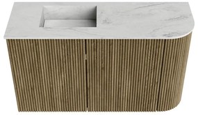 Mondiaz Joya DLux 70cm toiletmeubel ronding rechts dusk met wastafel faye links 1 kraangat opalo