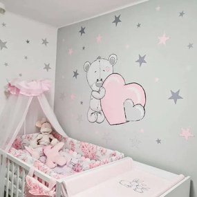 INSPIO Muurstickers babykamer - Beertje in zachte tinten met sterren en een naam