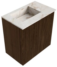Mondiaz Joya DLux 40cm toiletmeubel walnut met wastafel faye links zonder kraangat frappe
