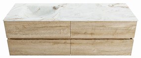 Mondiaz Vica DLux badmeubel 150cm washed oak 4 lades met wastafel frappe links zonder kraangat