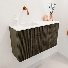 Mondiaz Joya 70cm toiletmeubel shadow met wastafel faye links zonder kraangat talc