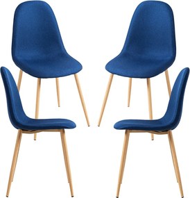 Set 4 Teok Stoffen Stoelen