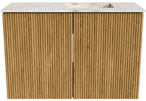Mondiaz Joya DLux 60cm toiletmeubel oak met wastafel faye rechts 1 kraangat frappe