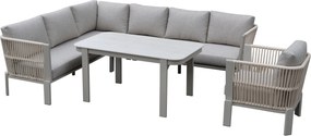 Veneto dining hoek loungeset 4 delig aluminium latte zand rope