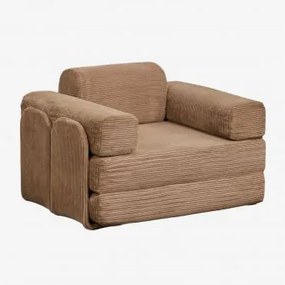 Vacuumverpakte Fluwelen Slaapfauteuil Paoly Corduroy Kameelbruin - Sklum