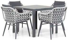 Tuinset 4 personen 90 cm Aluminium/wicker Zwart Lifestyle Garden Furniture Dolphin/Varano