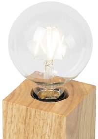 Landelijke tafellamp hout naturel - Bloc Landelijk E27 kubus / vierkant Binnenverlichting Lamp