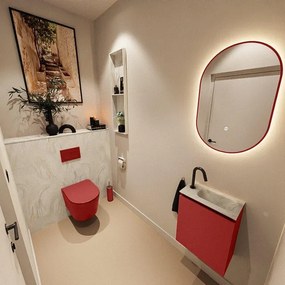 MONDIAZ TURE-DLUX 40cm toiletmeubel Fire. EDEN wastafel Ostra positie rechts. Met 1 kraangat. TUREDX40FIRR1OST