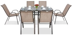 Stalen dining tuinset Modena Bruin voor 6 personen Garden Point