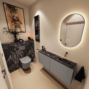 MONDIAZ TURE-DLUX 120cm toiletmeubel Smoke. EDEN wastafel Lava positie rechts. Zonder kraangat. TUREDX120SMOR0LAV