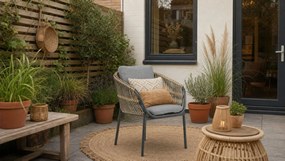 Tuinset Ronde Tuintafel 4 personen 120 cm Aluminium/wicker Taupe  Coco Nathan/Vienna
