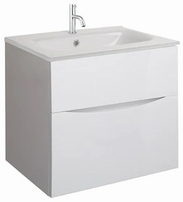 Crosswater Glide II Wastafelonderkast - 60x45x52cm - 2 lades - greeploos - White Gloss GL6000D2WG