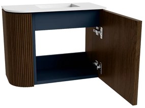 Mondiaz Joya 50cm toiletmeubel ronding links walnut met wastafel faye rechts 1 kraangat talc