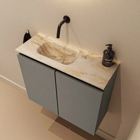 Mondiaz Ture DLux toiletmeubel 60cm smoke met wastafel frappe links zonder kraangat