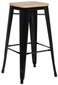 Stapelaar Hoge Kruk In Staal Lix Natuurlijk Hout - Zwart & ↑75 Cm - Sklum